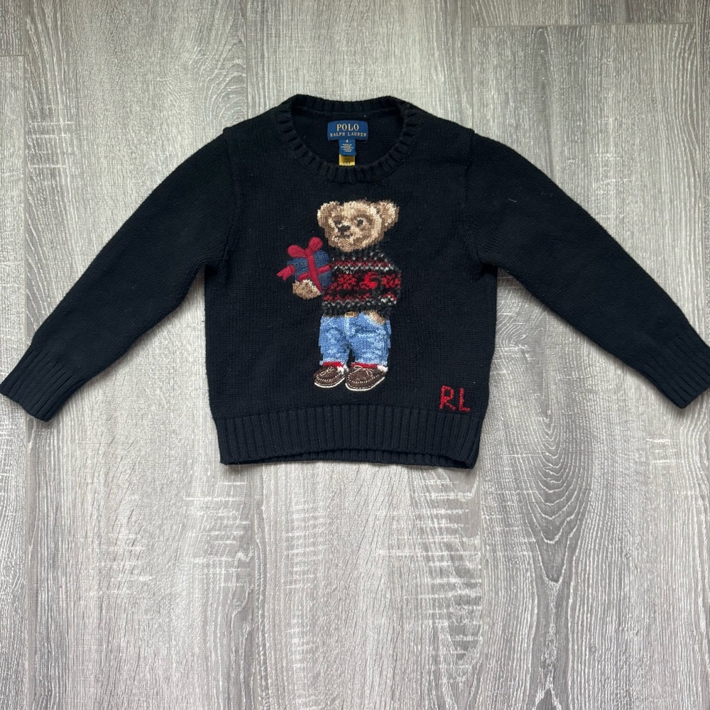 4T Polo by Ralph Lauren Black Bear Sweater